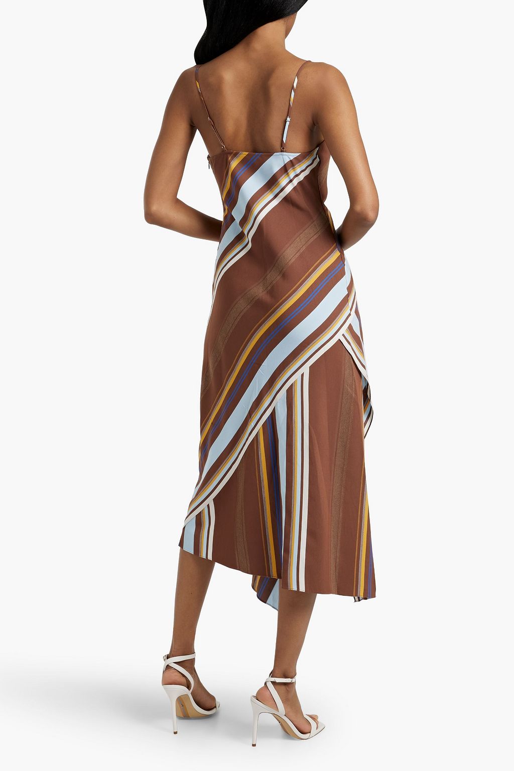 A.L.C. Lauren asymmetric striped crepe midi dress