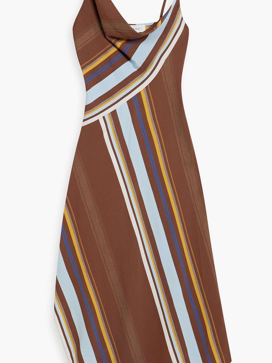 lauren asymmetric striped crepe midi dress