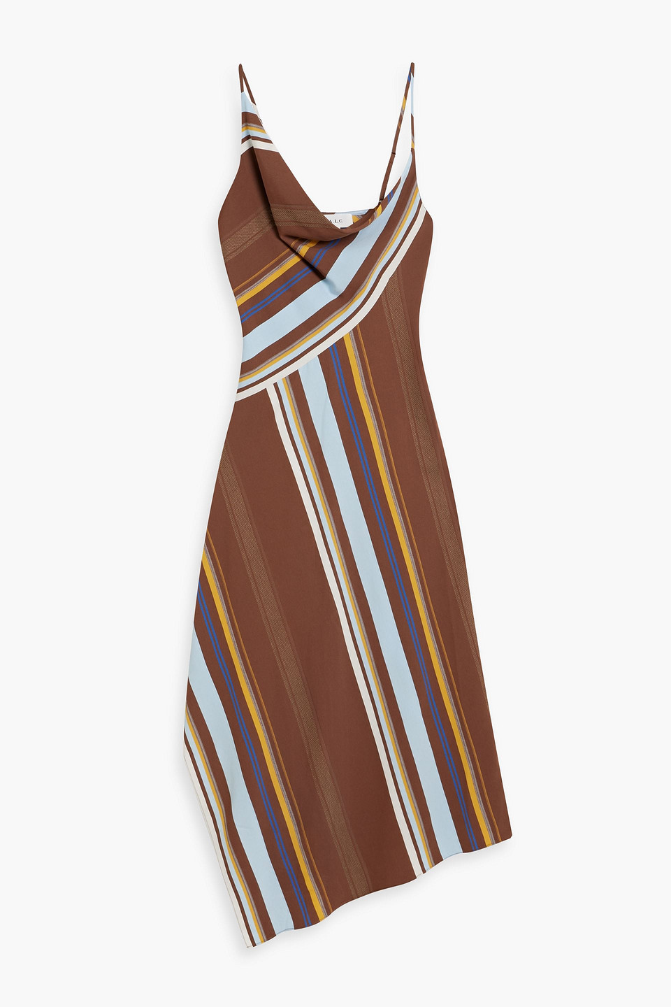 Lauren asymmetric striped crepe midi dress