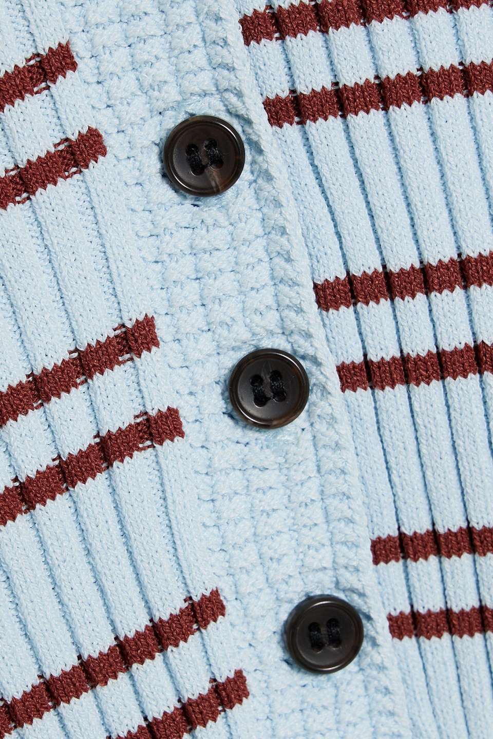 A.l.c Sydney Striped Knit Polo Top In Sky Blue