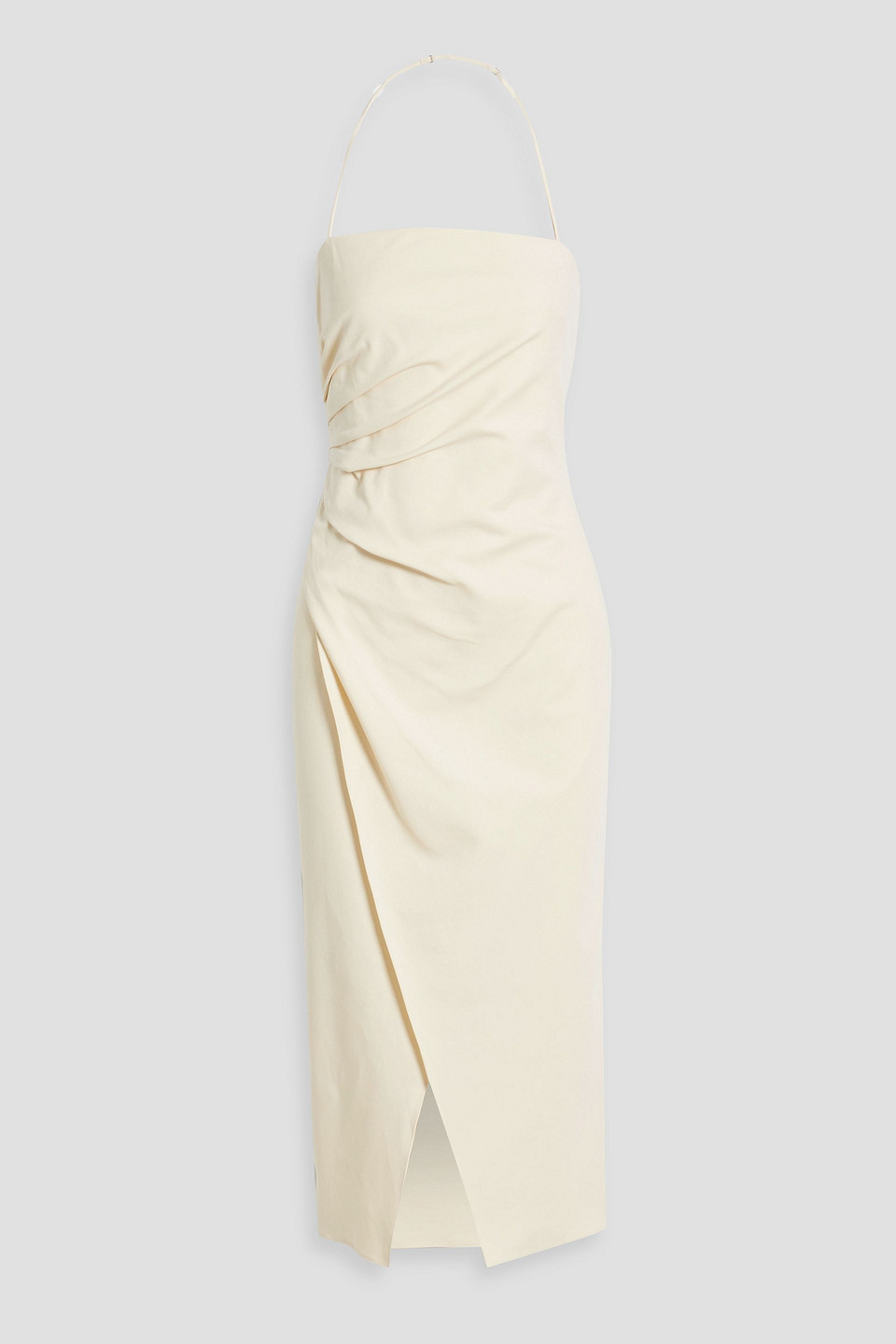Charlotte wrap-effect cotton-blend halterneck midi dress