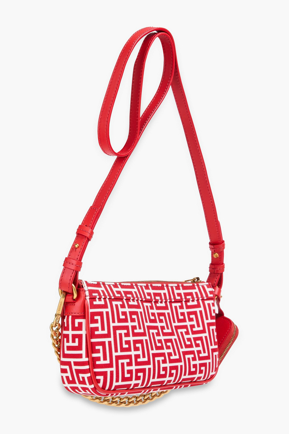  Balmain - Schultertasche Aus Canvas Und Leder Mit Logoprint - Rot - Onesize 