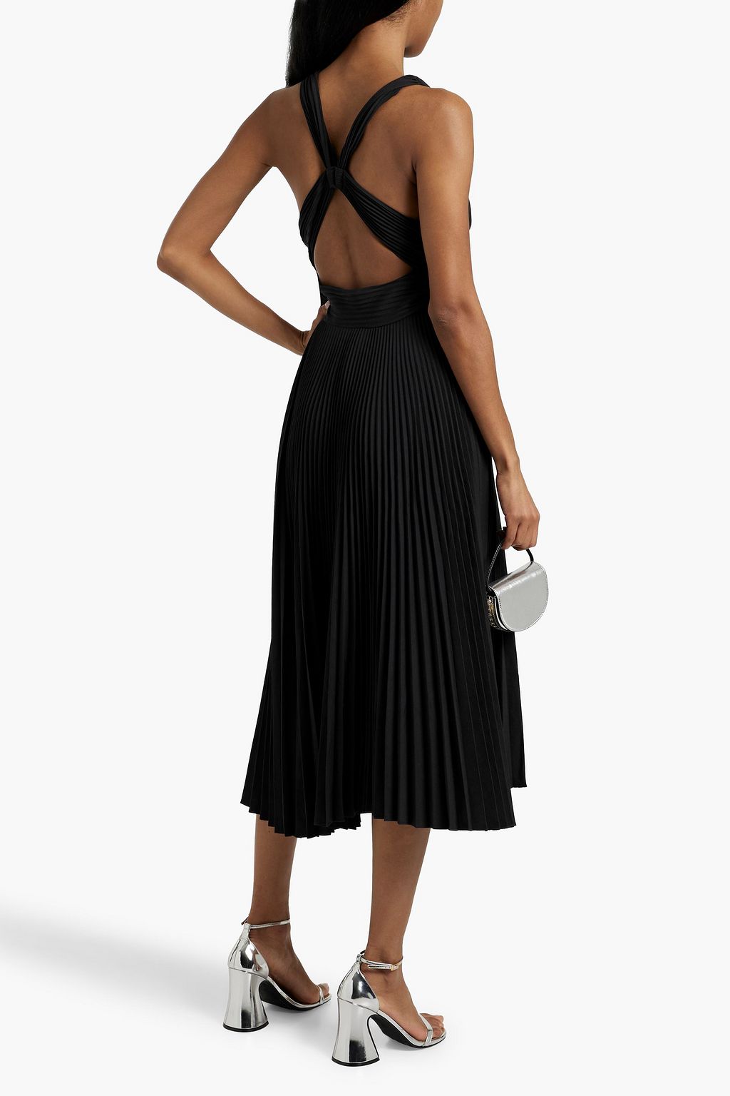 A.L.C. Everly cutout pleated crepe midi dress