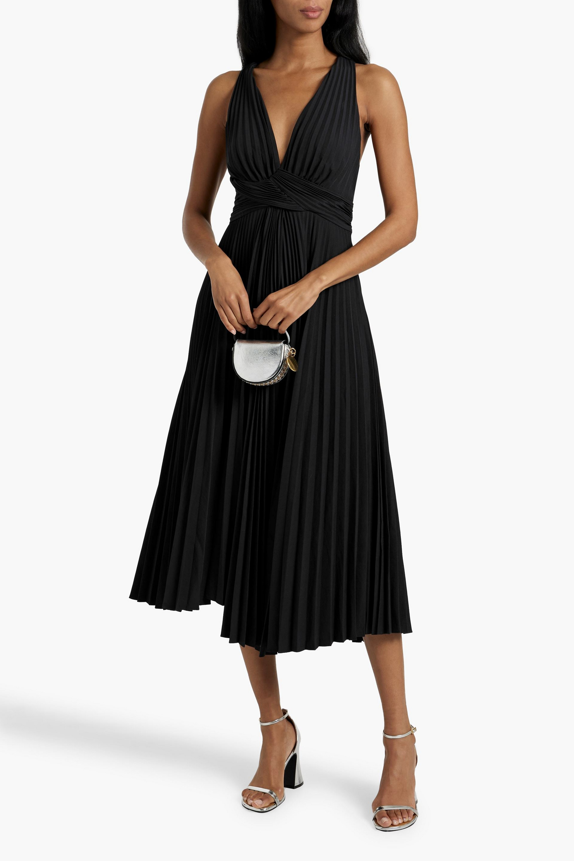 A.L.C. Everly cutout pleated crepe midi dress
