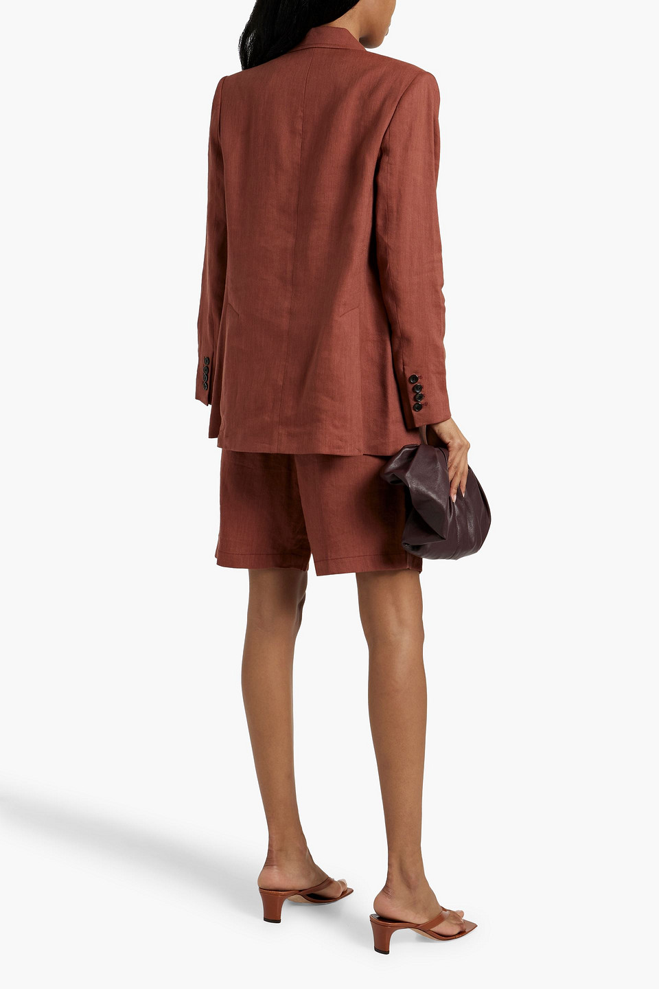 Shop A.l.c Declan Double-breasted Linen-blend Twill Blazer In Brick