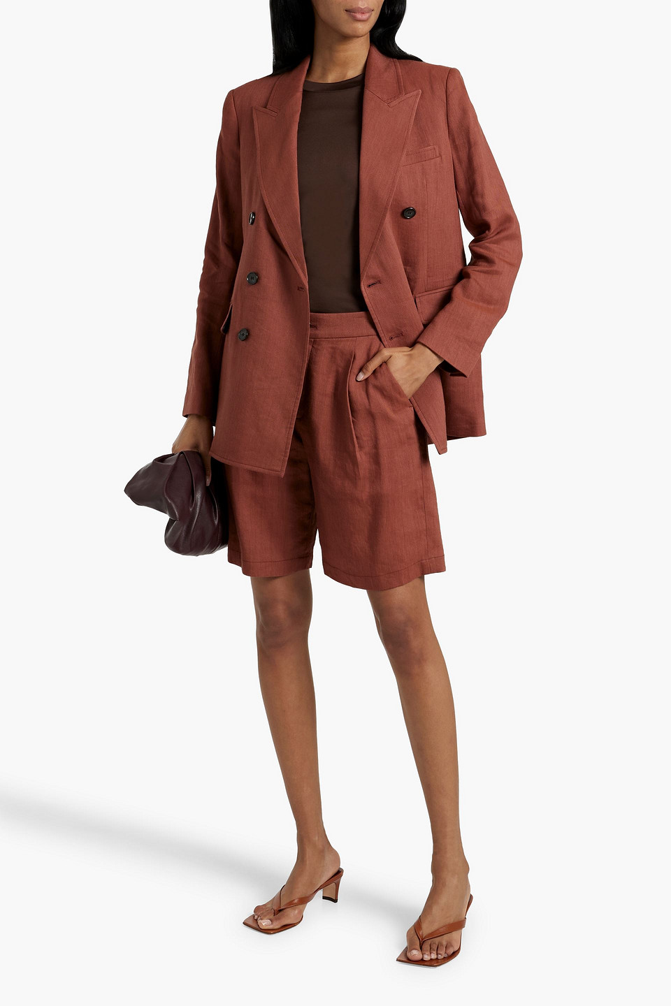 A.L.C DECLAN DOUBLE-BREASTED LINEN-BLEND TWILL BLAZER