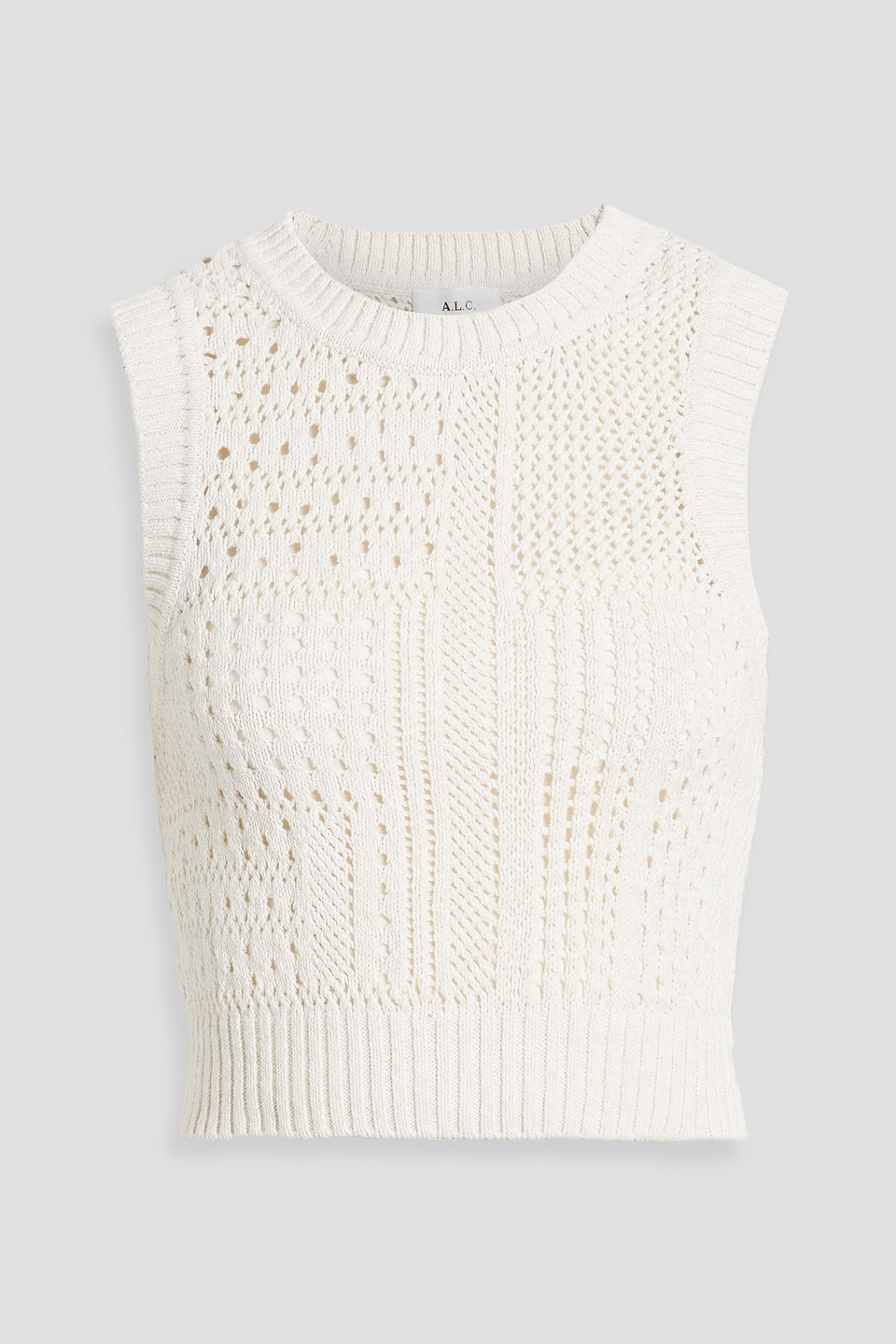 A.l.c Sawyer Cropped Crocheted Cotton-blend Top In Off-white