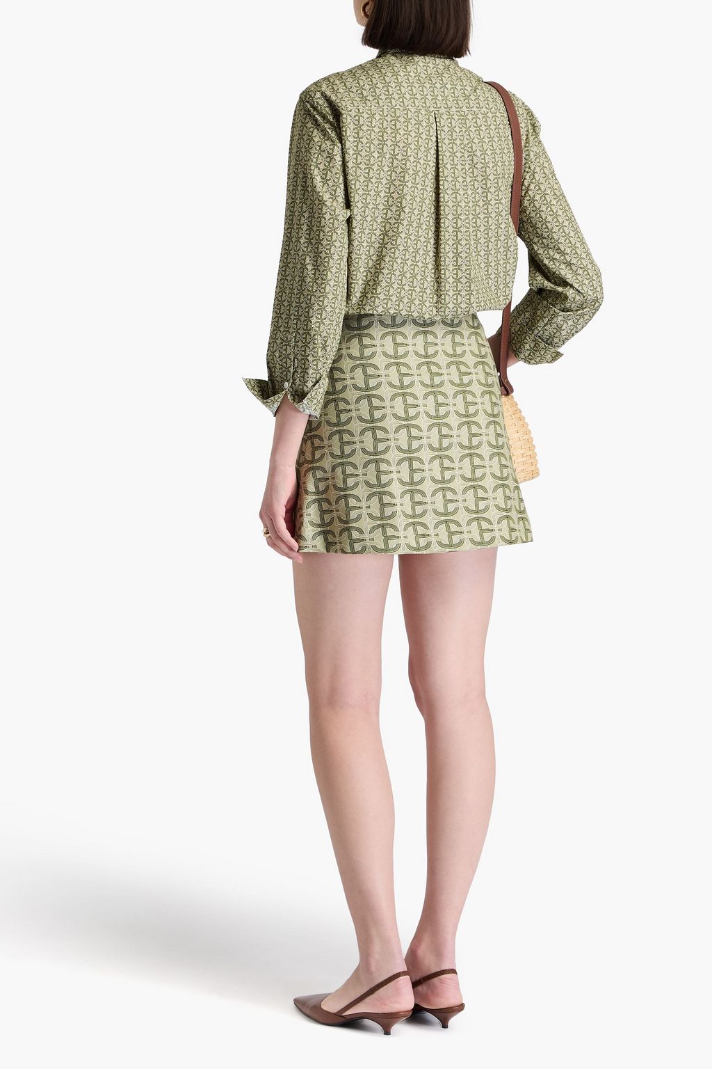 CLAUDIE PIERLOT تنورة قصيرة من القطن بطبعات