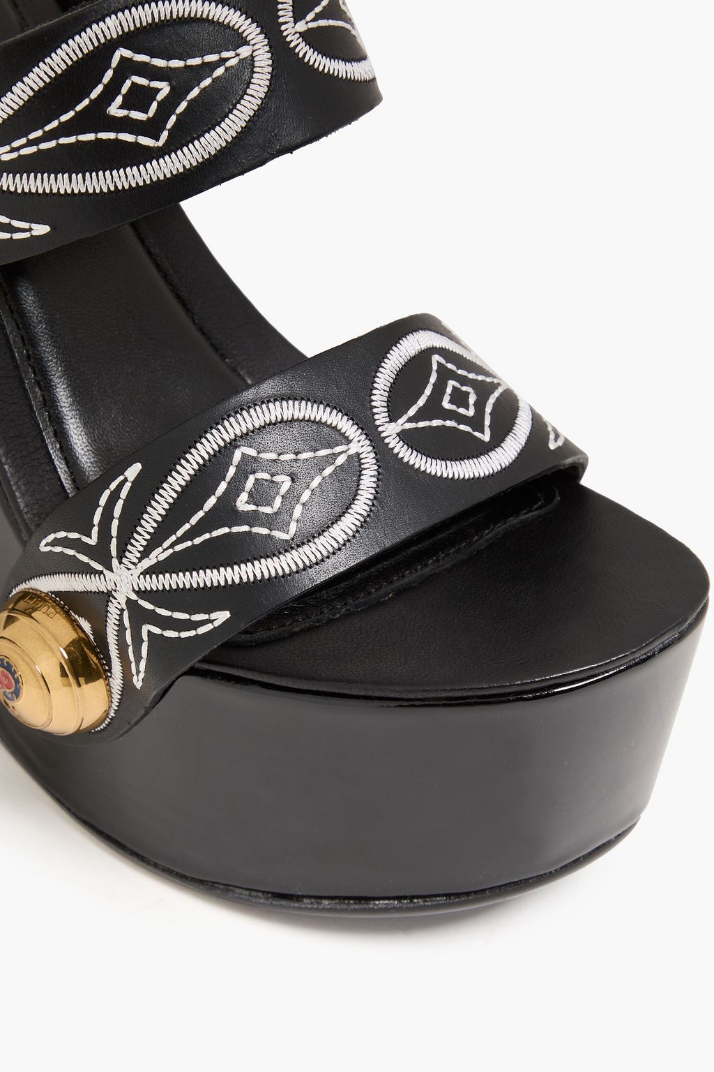 PUCCI Embroidered leather wedge sandals
