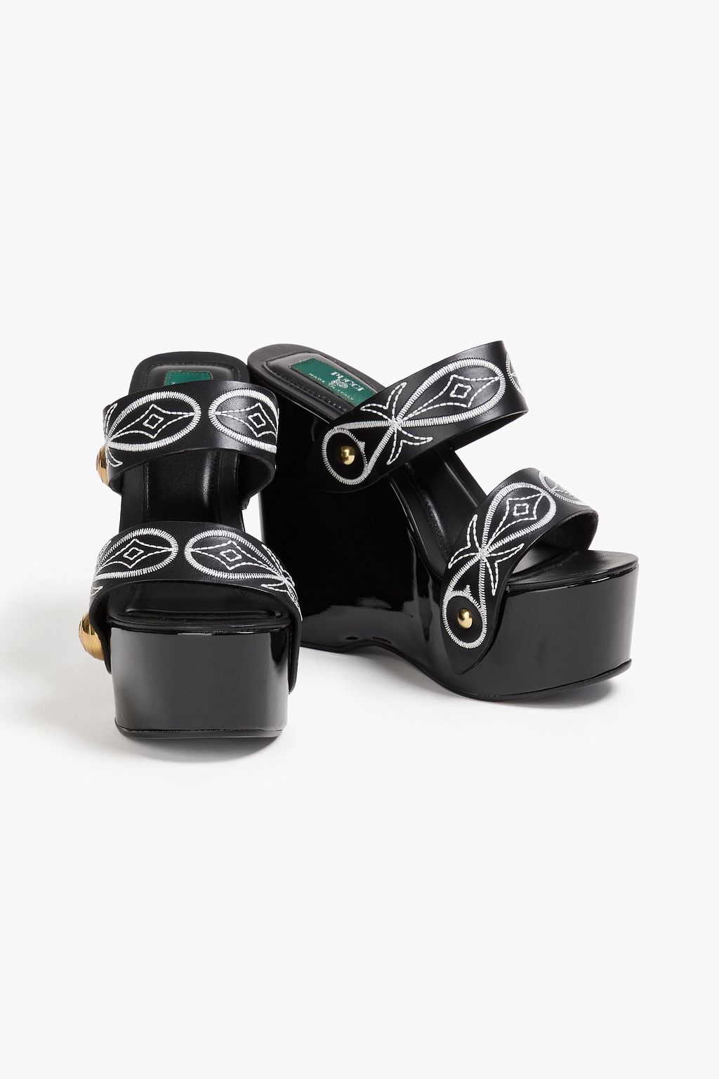 PUCCI Embroidered leather wedge sandals