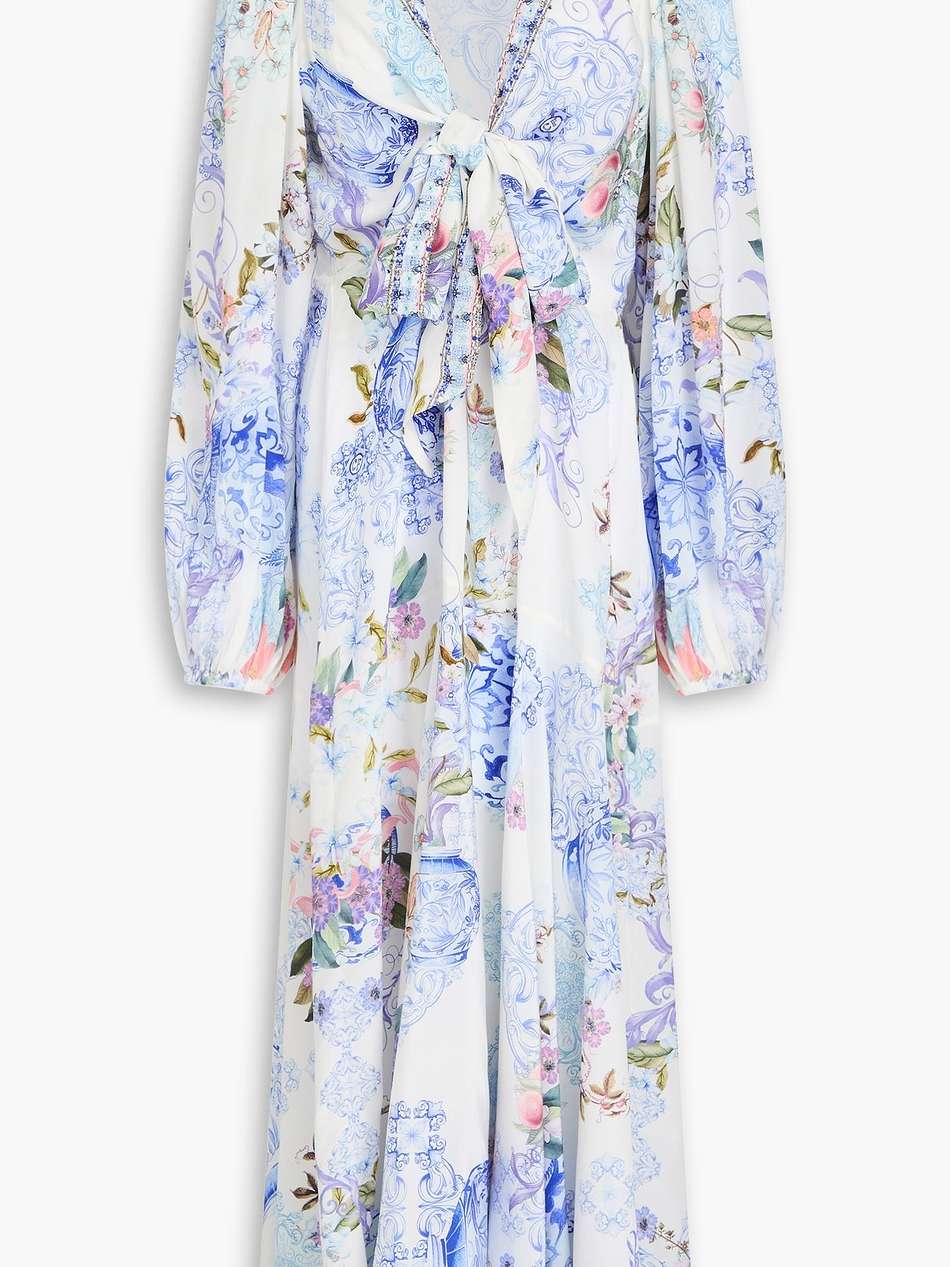 wrap-effect printed silk crepe de chine maxi dress