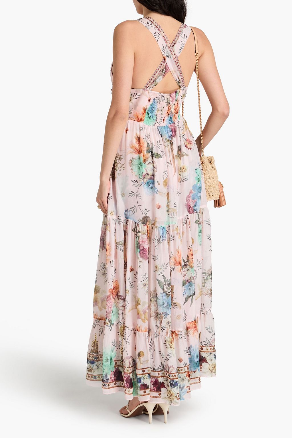 CAMILLA Crystal-embellished floral-print silk-voile midi dress