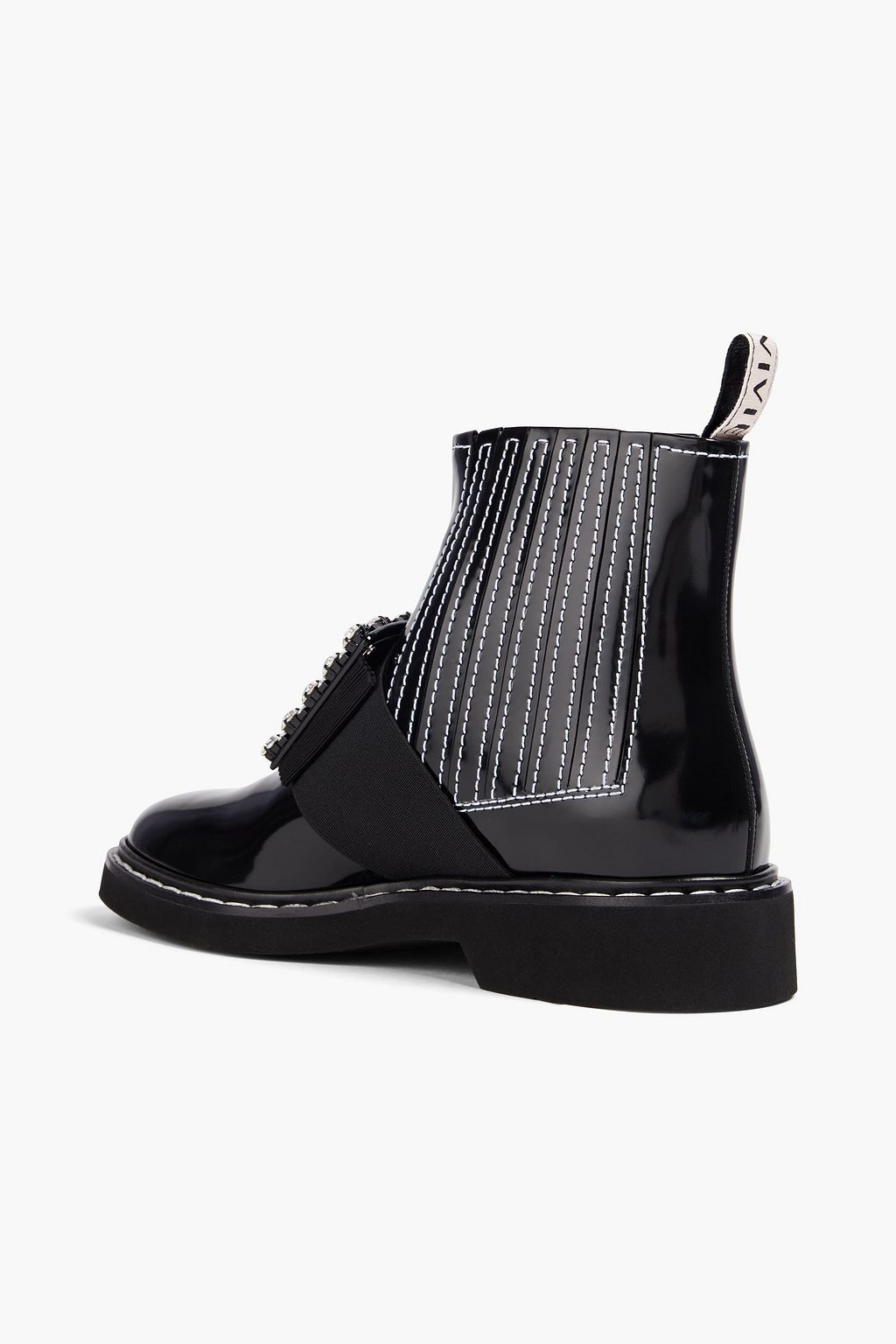 ROGER VIVIER 비브 레인저스 크리스털 장식 페이턴트 가죽 앵클 부츠