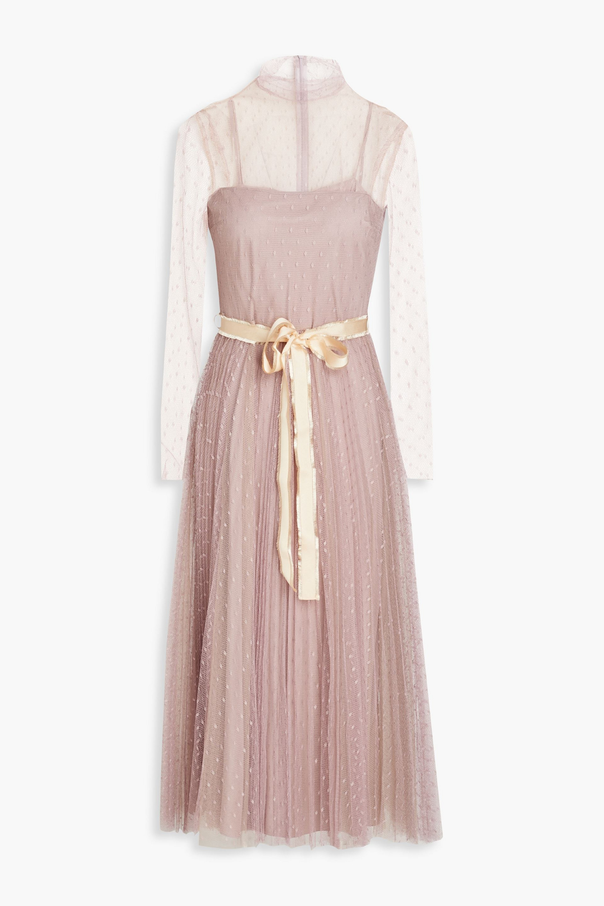 REDValentino Pleated point d'esprit midi dress