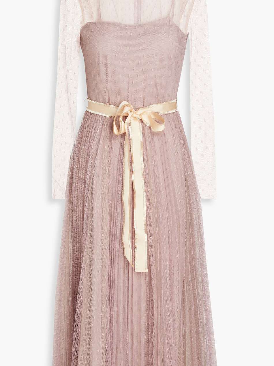 pleated point d'esprit midi dress