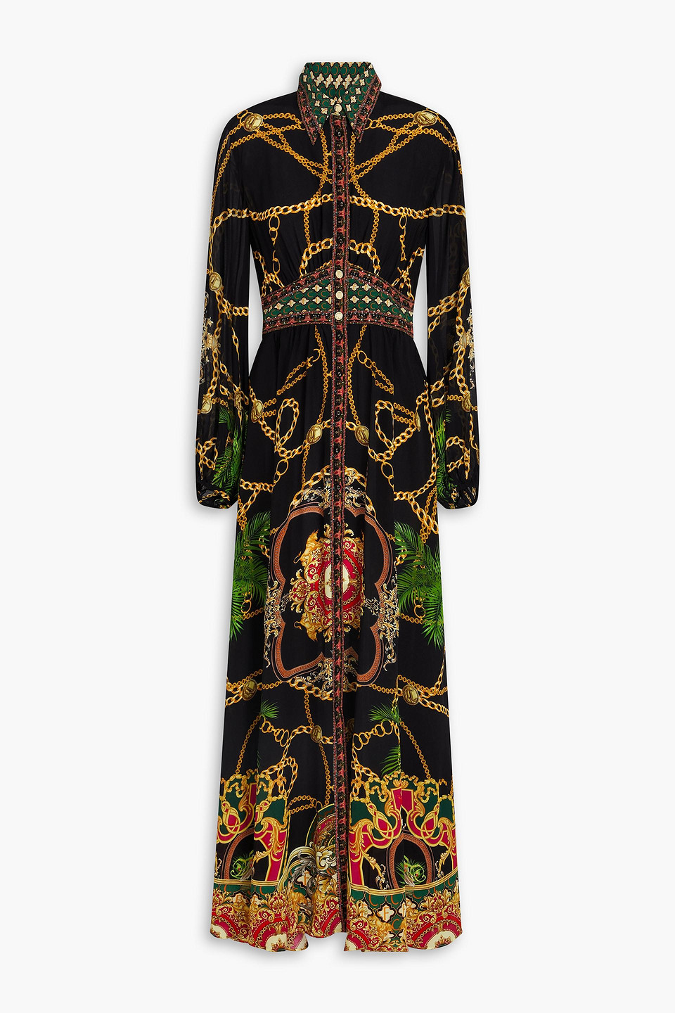 Camilla Crystal-embellished Printed Silk Crepe De Chine Maxi Dress In Black