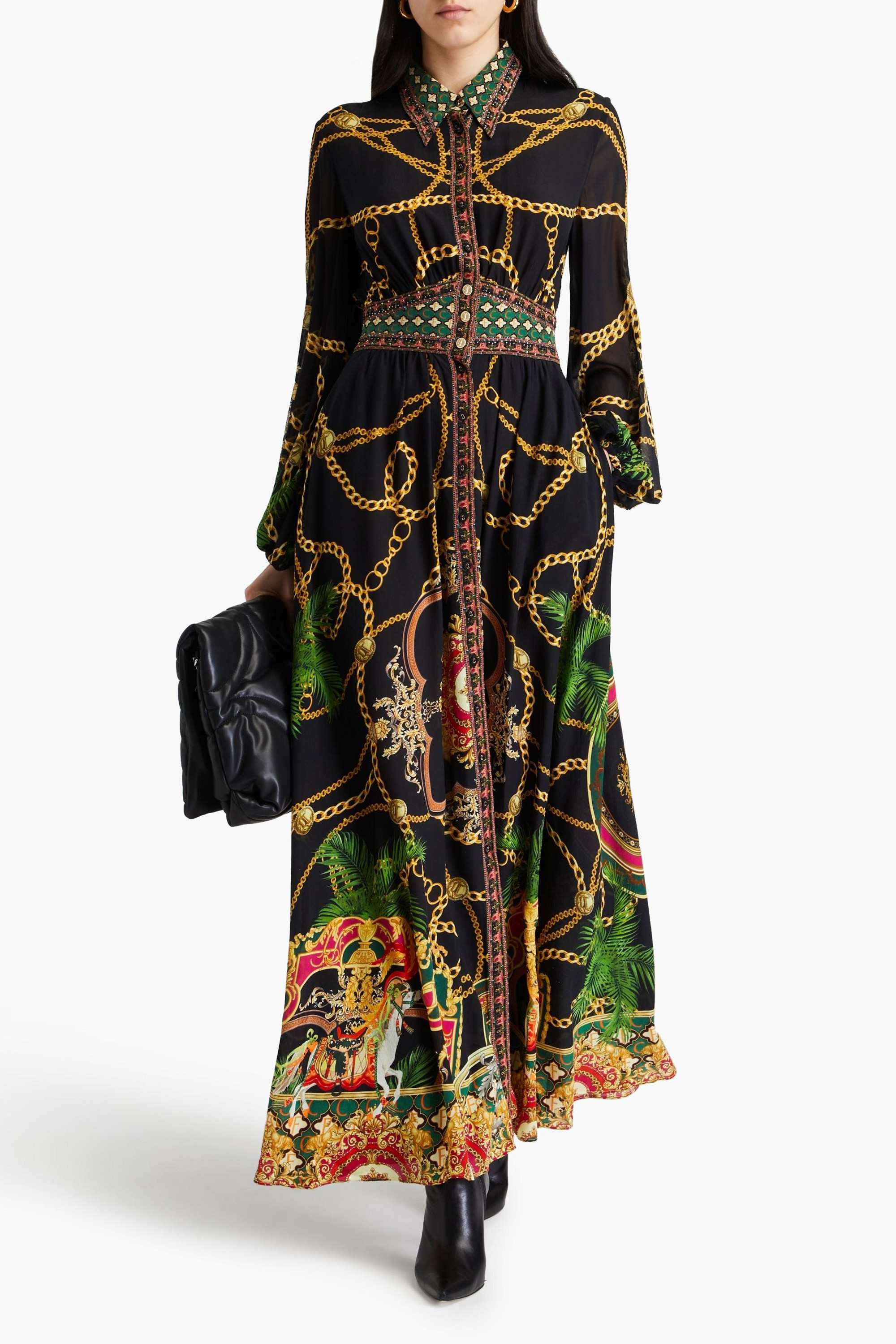 Camilla Crystal-embellished printed silk crepe de chine maxi dress