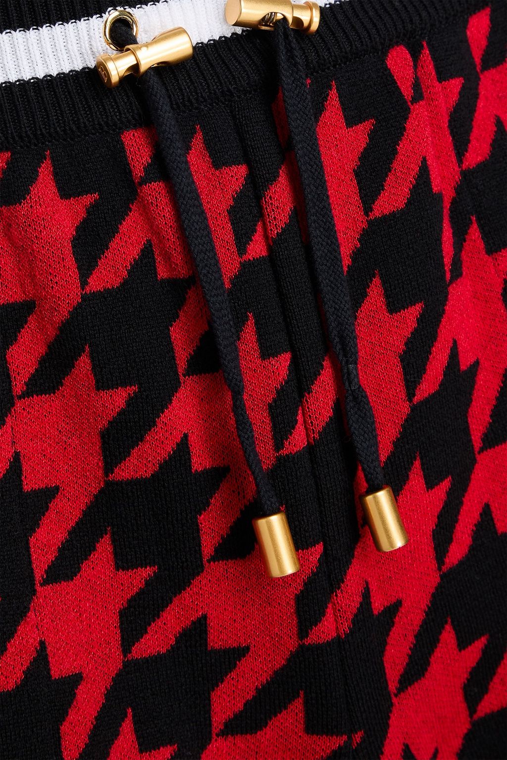BALMAIN شورت من مزيج صوف المارينو بنمط المربّعات الصغيرة