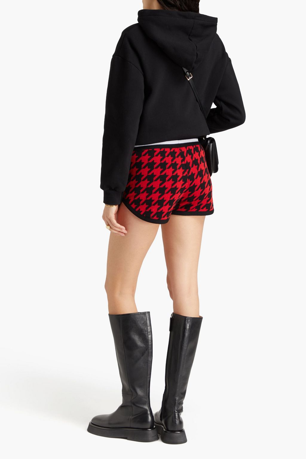 BALMAIN شورت من مزيج صوف المارينو بنمط المربّعات الصغيرة