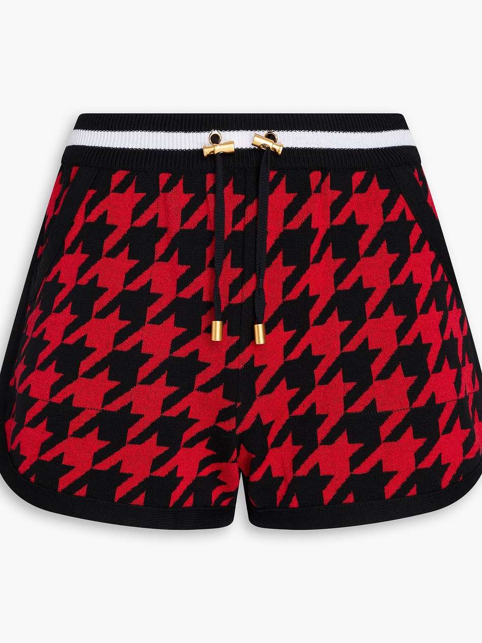 houndstooth merino wool-blend shorts