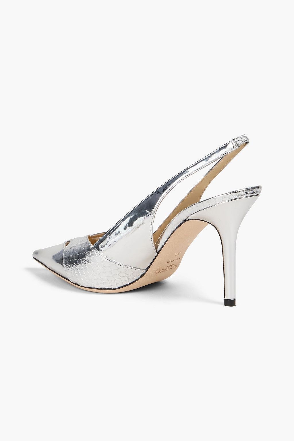 JIMMY CHOO Mirrored-leather and elaphe slingback pumps
