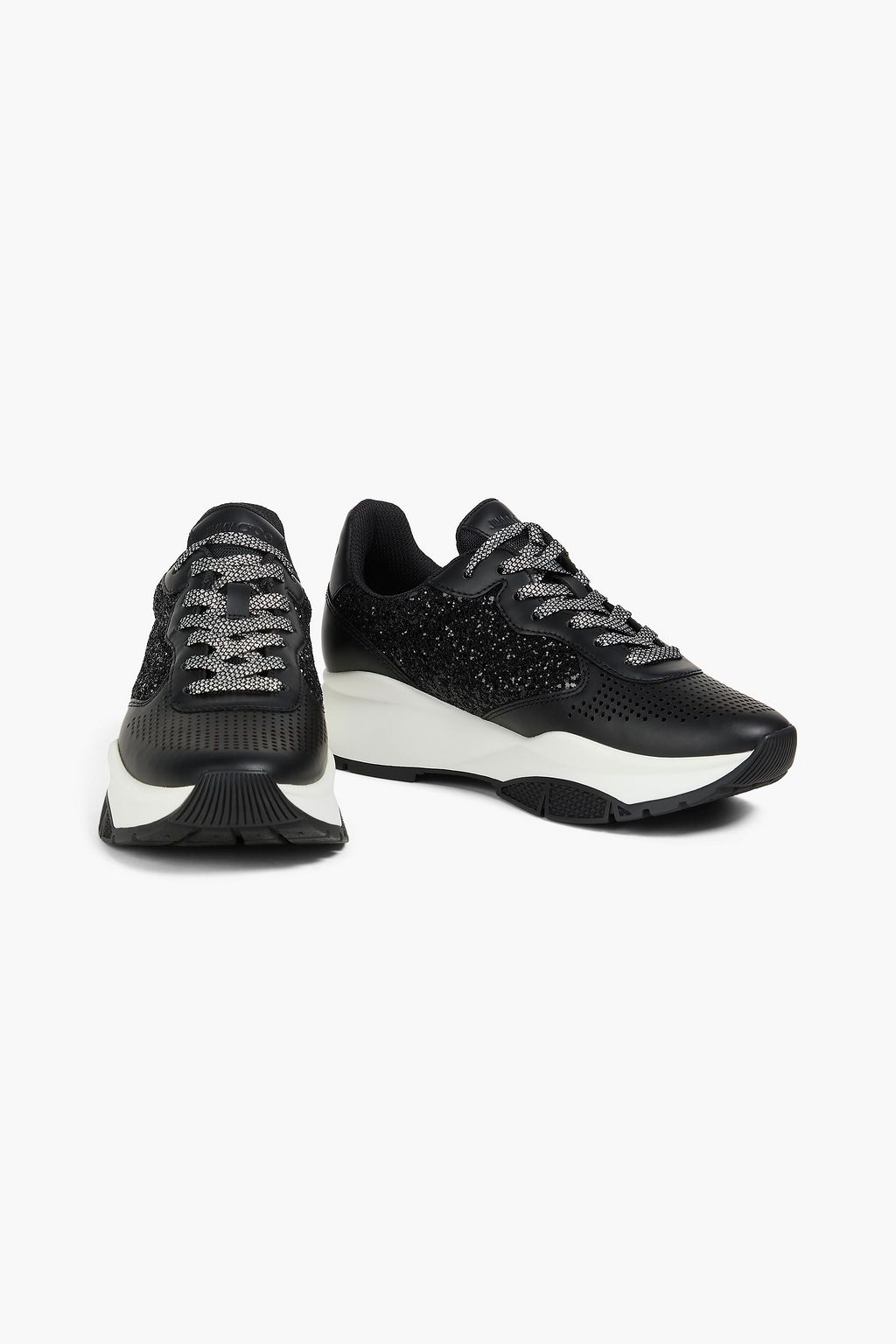 JIMMY CHOO Sneakers aus Leder mit Glitter-Finish