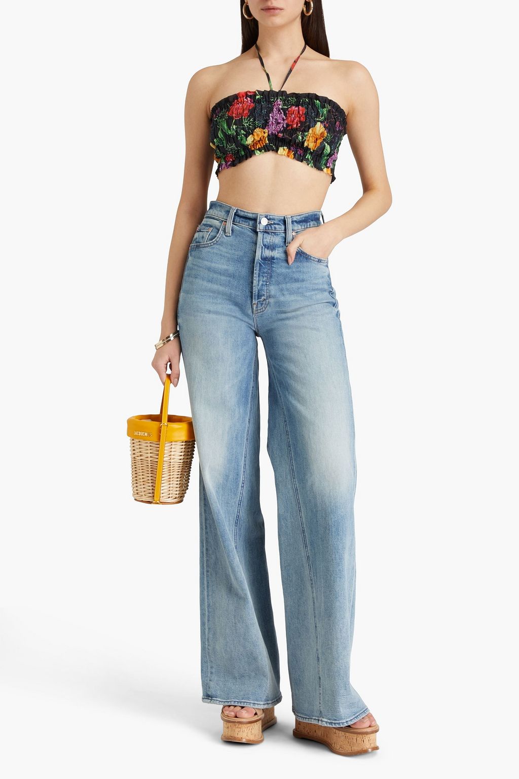 CHARO RUIZ IBIZA Leta cropped floral-print cotton-blend voile halterneck top