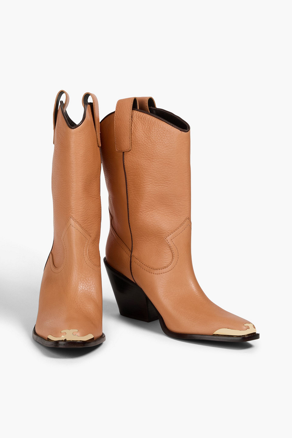  Tory Burch - Pebbled-leather Cowboy Boots - Brown - Us 6.5 