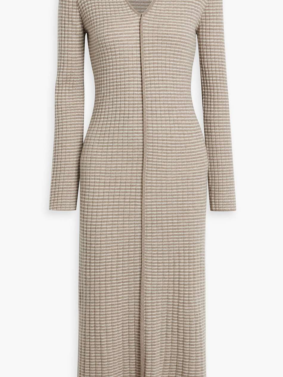 lilo striped ribbed cashmere midi dress