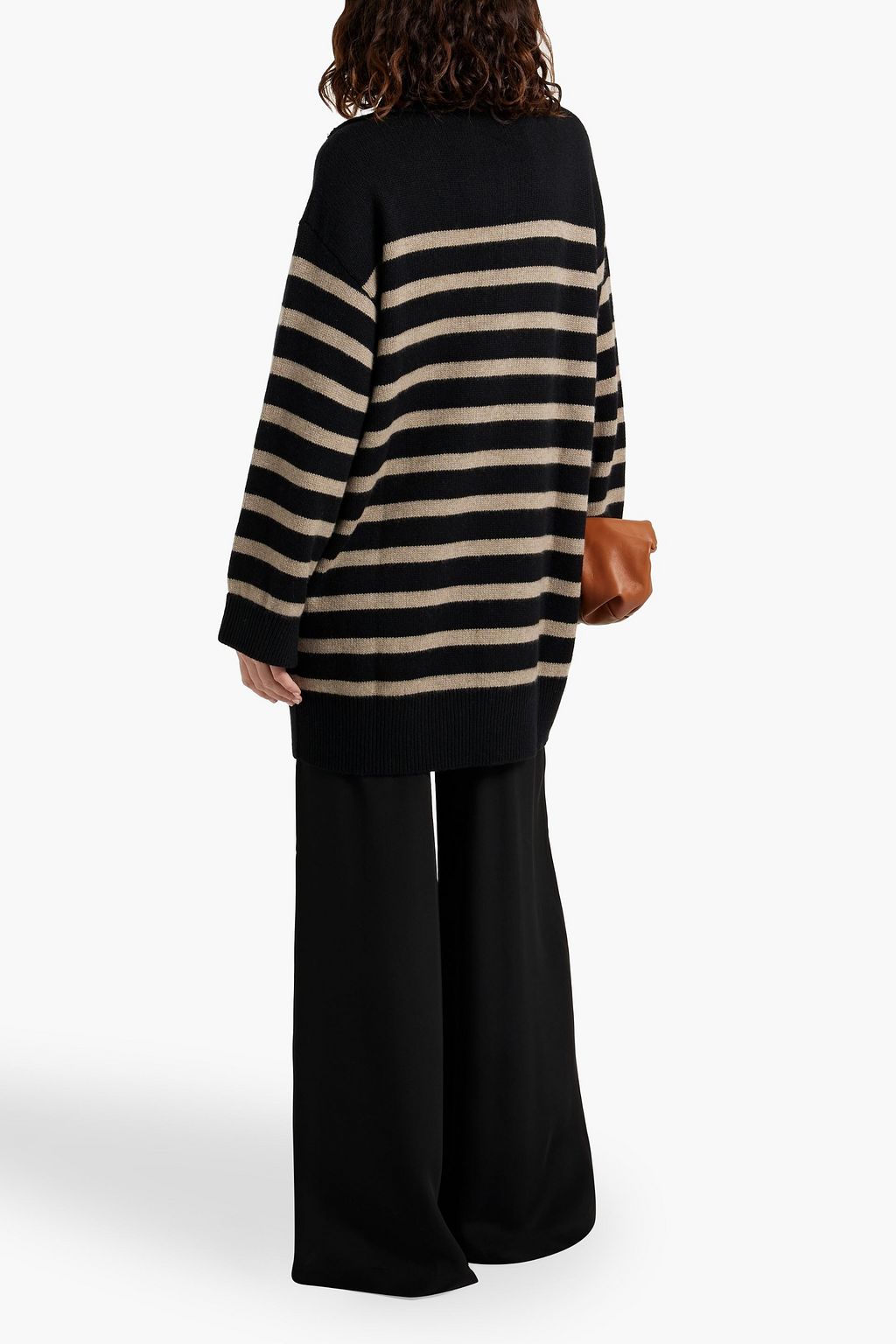 LISA YANG Nicola oversized striped cashmere half-zip sweater