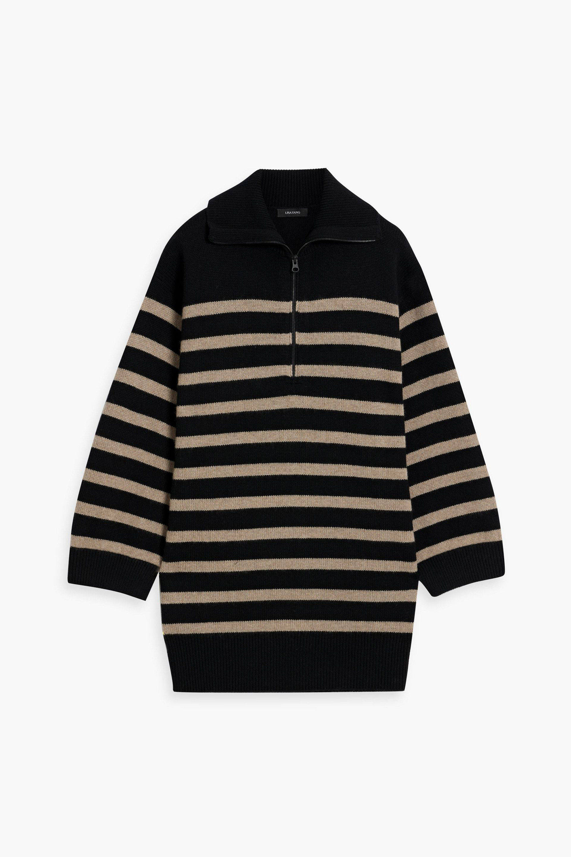 LISA YANG - Nicola oversized striped cashmere half-zip sweater | Plush