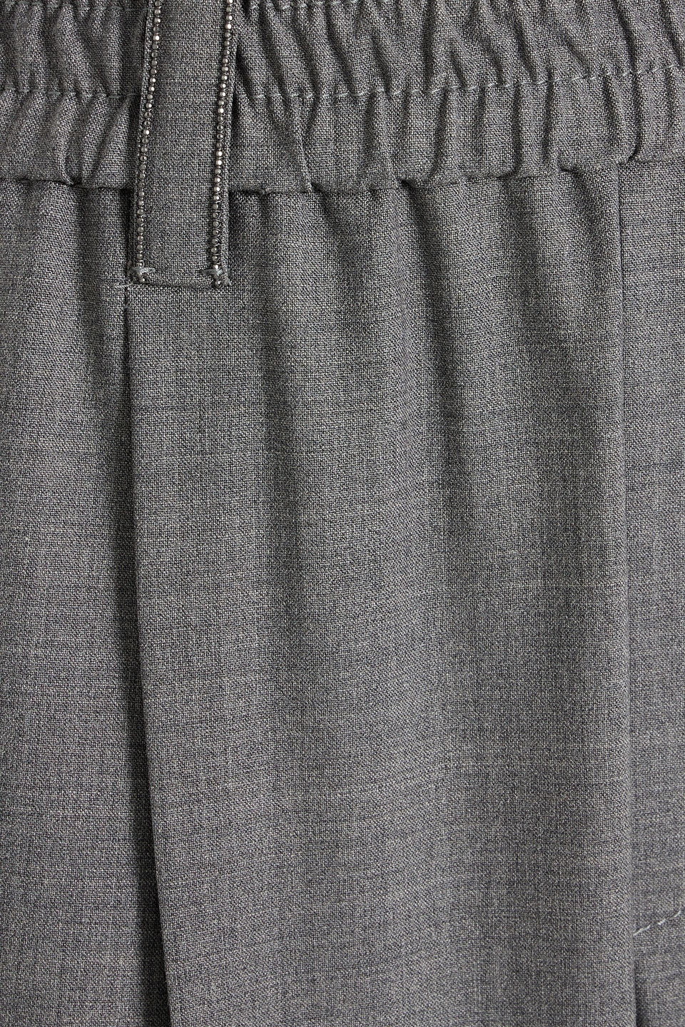 Brunello Cucinelli Bead-embellished Wool-blend Tapered Pants In Anthracite
