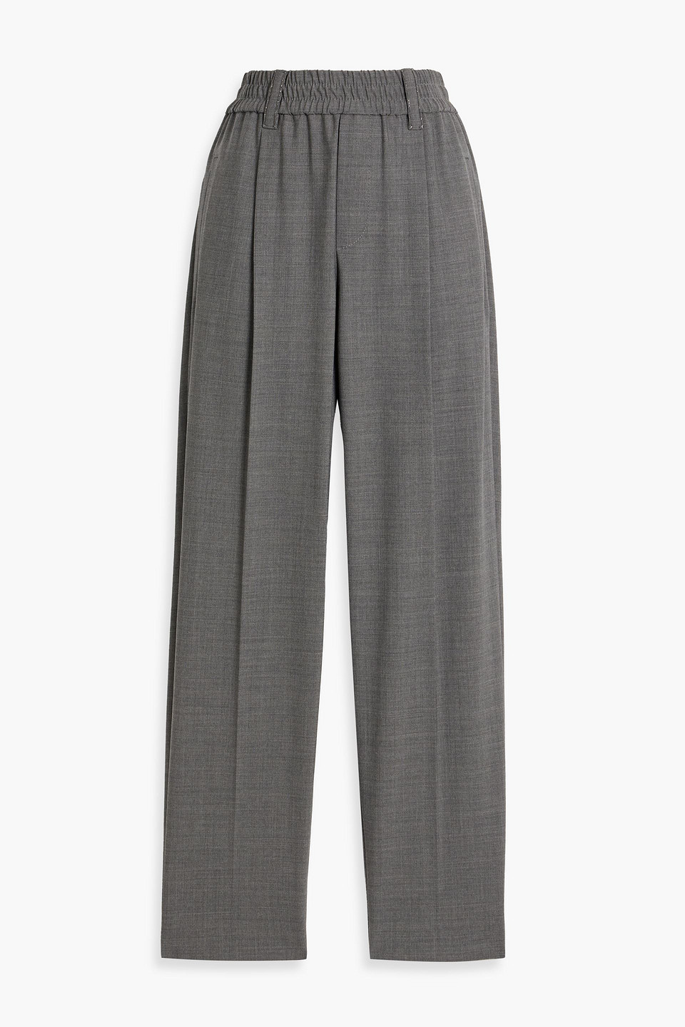Brunello Cucinelli Bead-embellished Wool-blend Tapered Pants In Anthracite