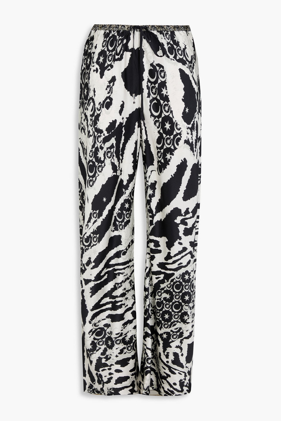 Camilla Crystal-embellished Printed Silk-satin Wide-leg Pants In Animal Print