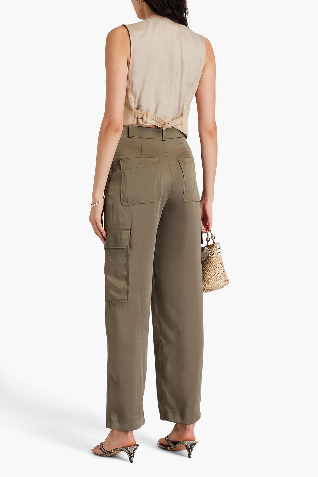 CLAUDIE PIERLOT بنطال كارغو من الساتان