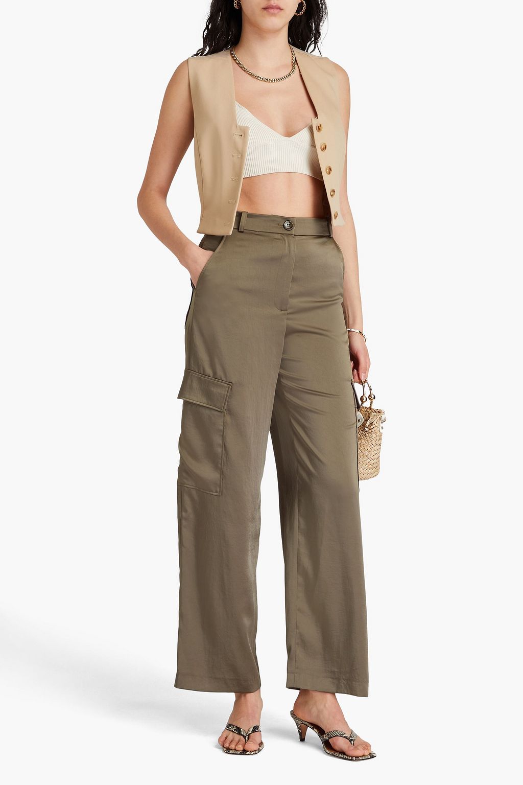 CLAUDIE PIERLOT بنطال كارغو من الساتان