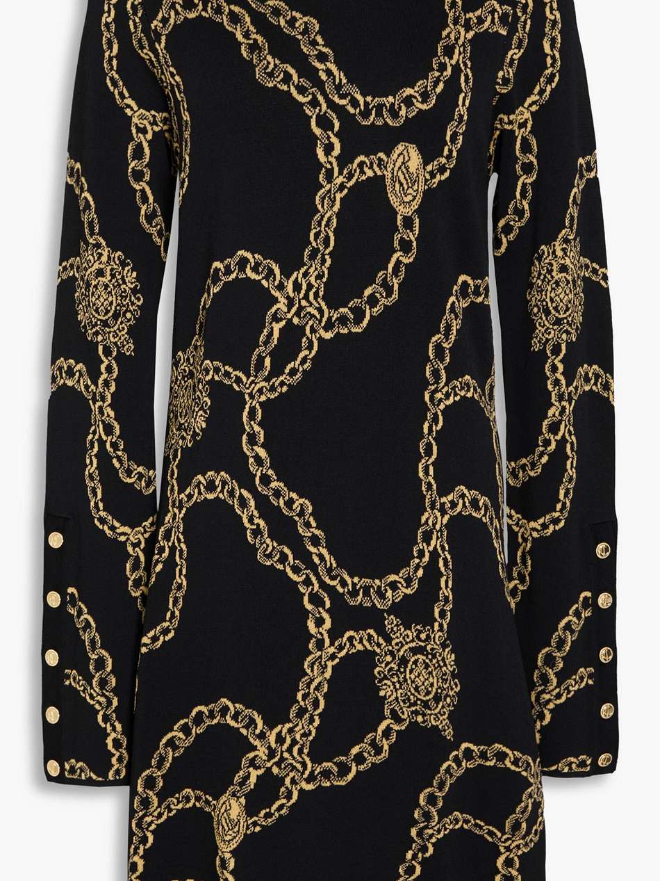 metallic jacquard-knit mini dress