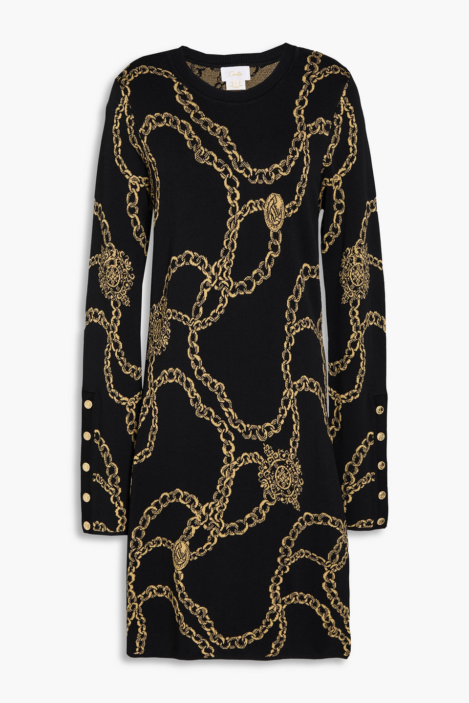 Metallic jacquard-knit mini dress