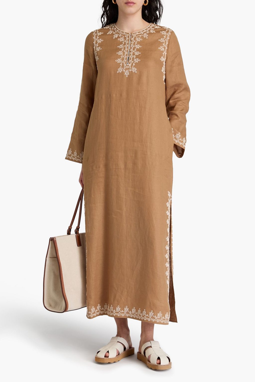 TORY BURCH 자수 장식 리넨 카프탄