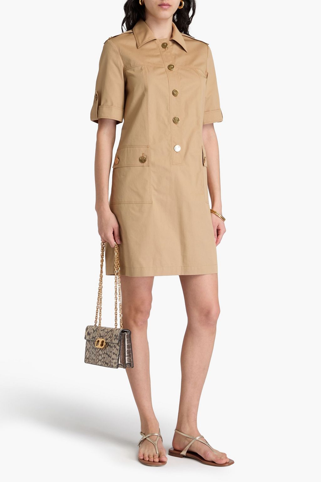 TORY BURCH 코튼 트윌 미니 셔츠 드레스
