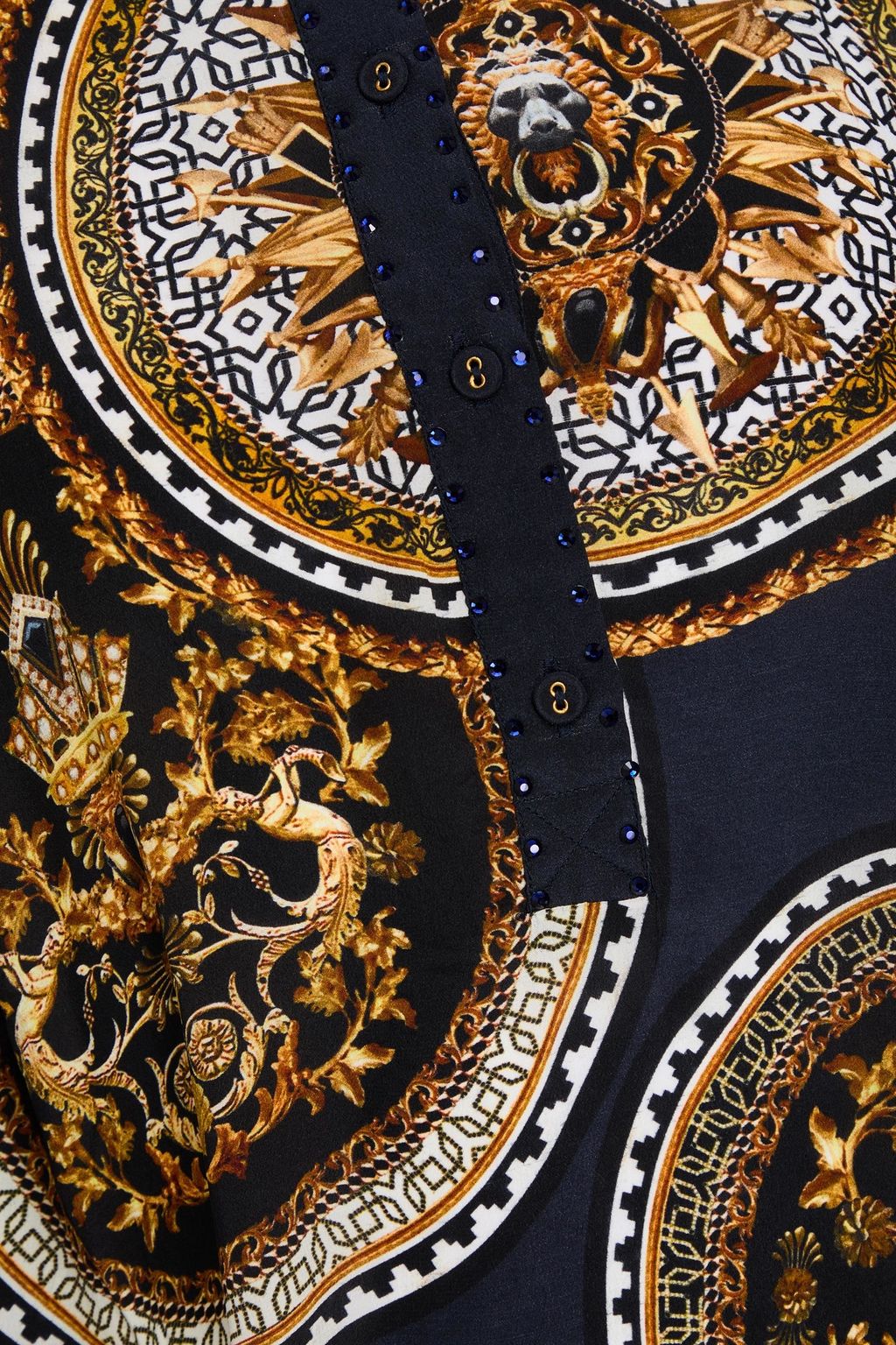 CAMILLA Crystal-embellished printed silk-jersey top