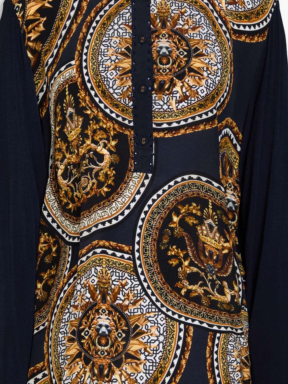 crystal-embellished printed silk-jersey top