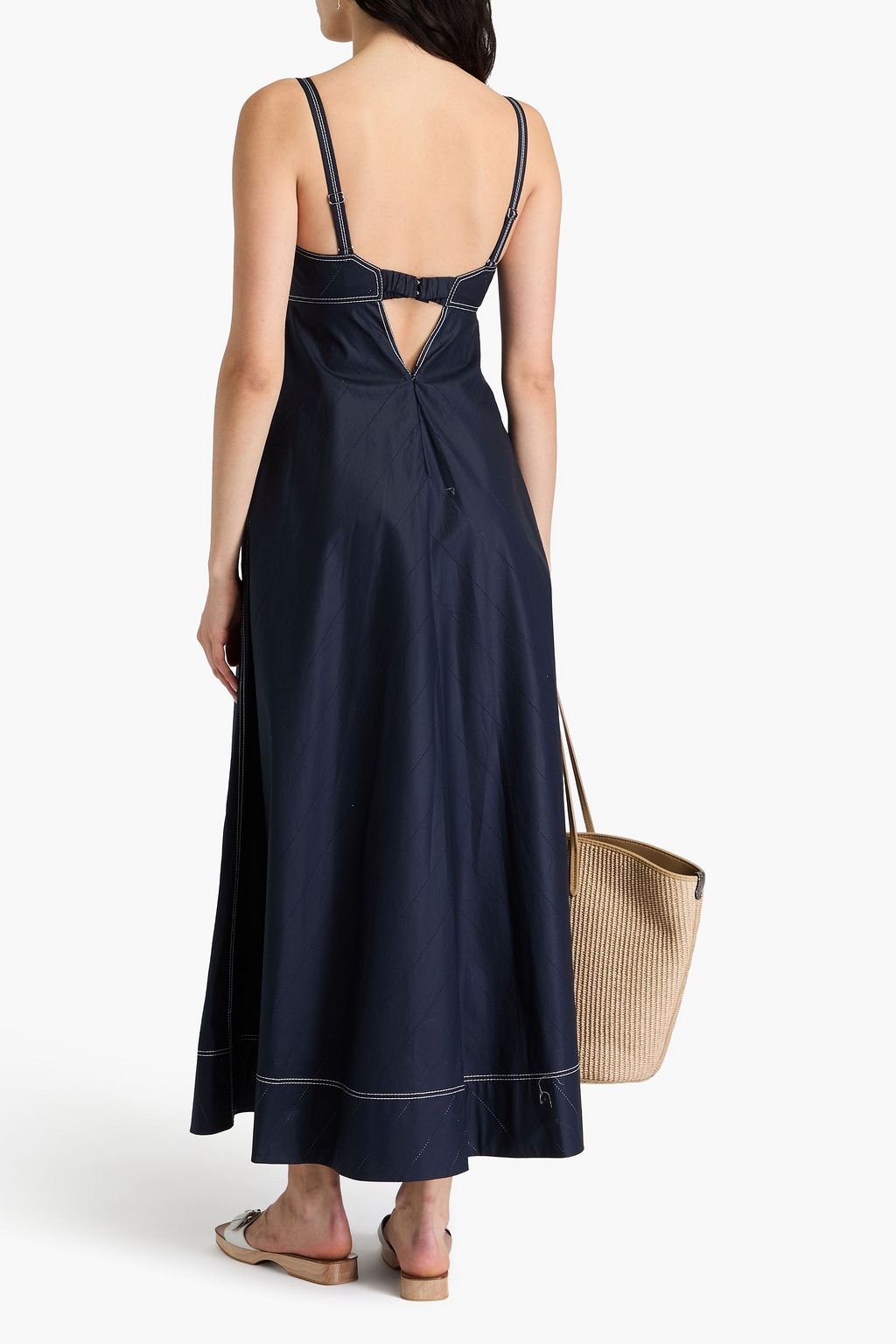 TORY BURCH Maxikleid aus Baumwollpopeline mit Cut-outs