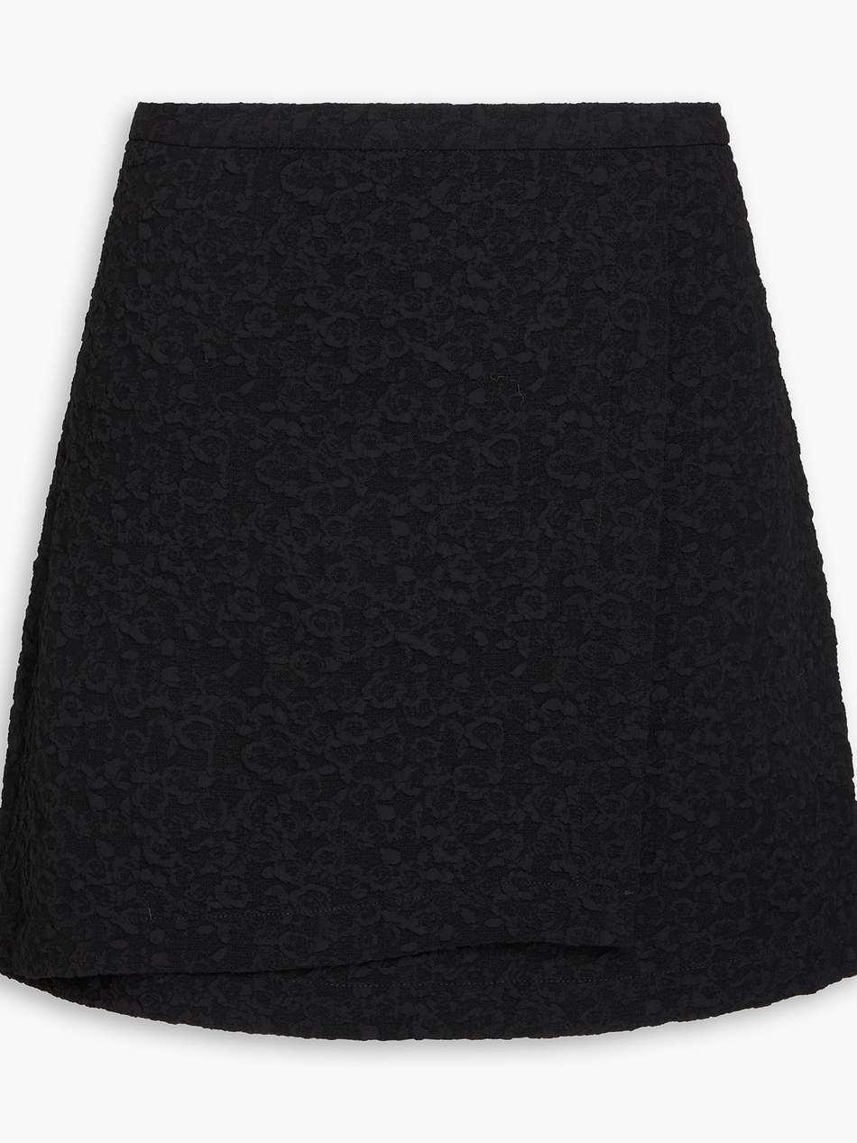 wrap-effect jacquard mini skirt