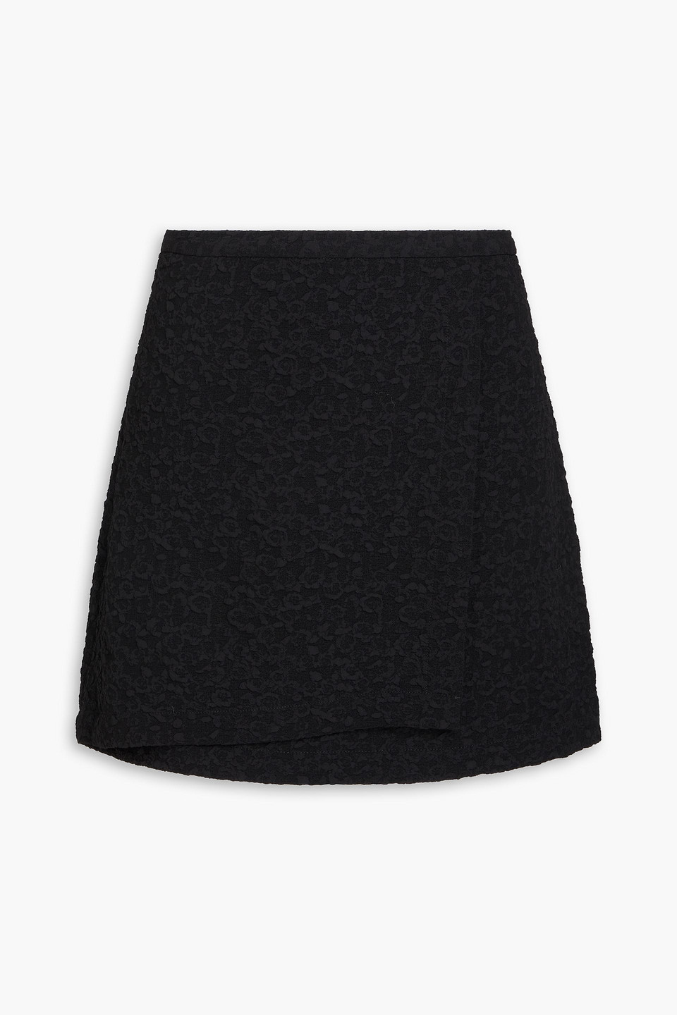 Wrap-effect jacquard mini skirt