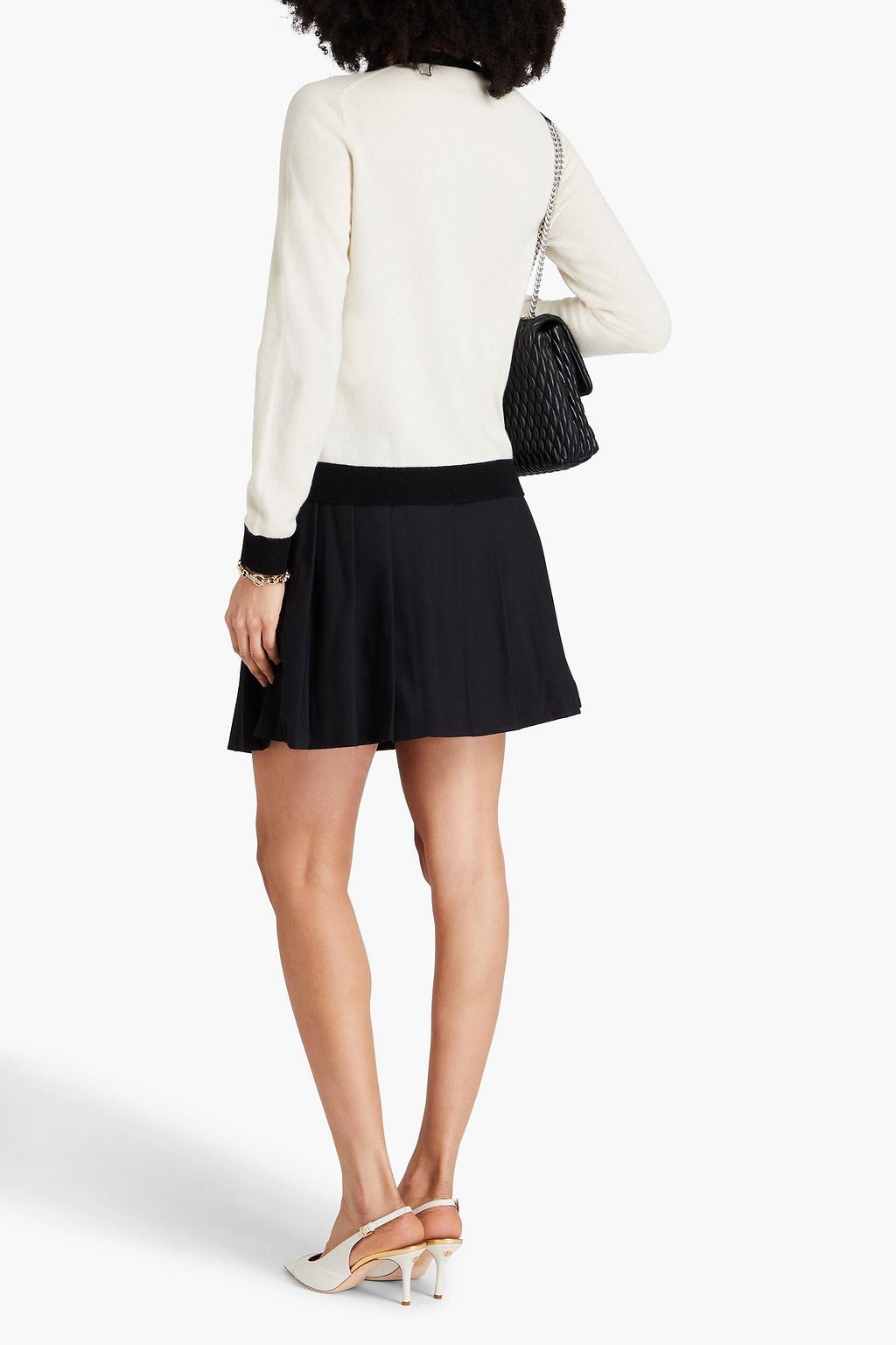 TORY BURCH 투톤 캐시미어 카디건