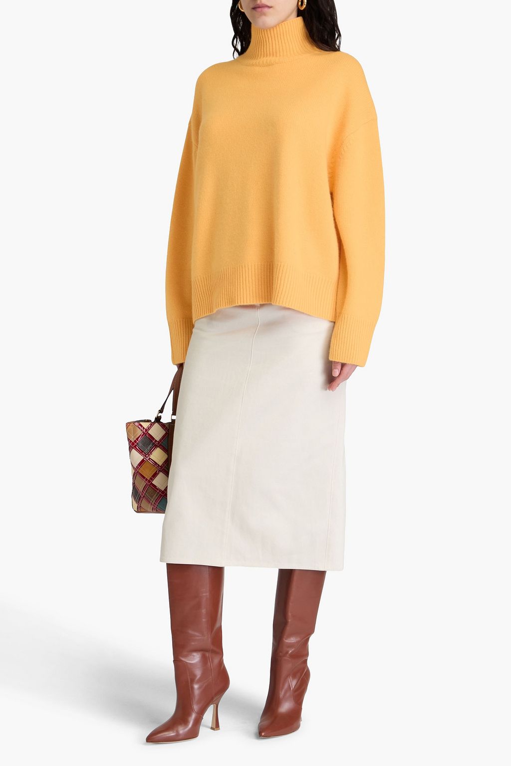 TORY BURCH كنزة رياضية بياقة عالية من الكشمير