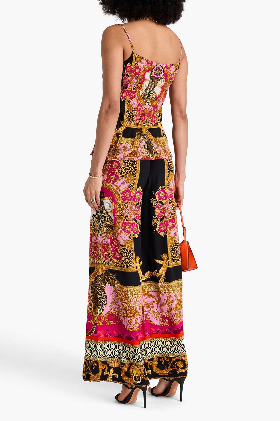 Camilla Crystal-embellished Floral-print Silk Crepe De Chine Top In Schwarz