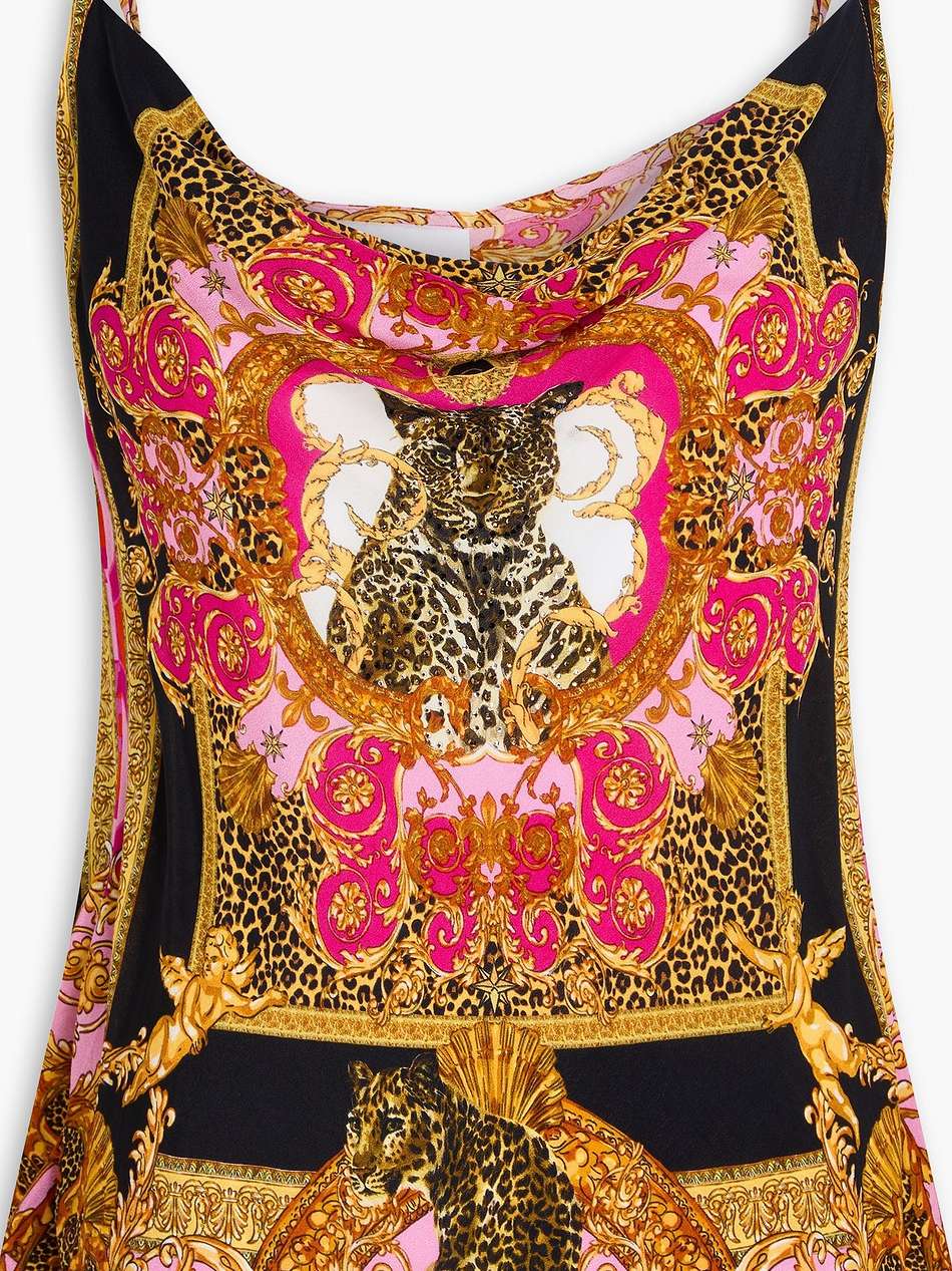 crystal-embellished floral-print silk crepe de chine top