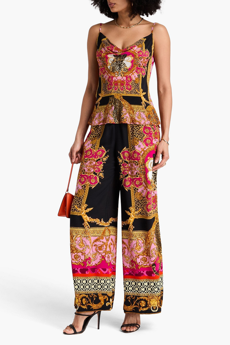 Camilla Crystal-embellished Floral-print Silk Crepe De Chine Top In Schwarz